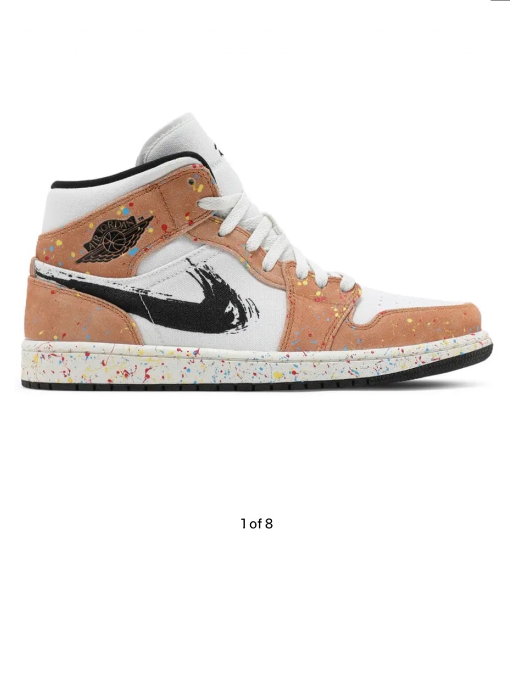 Air Jordan 1 Mid SE 'Brushstroke Paint Splatter' Men’s Size 8 Worn twice